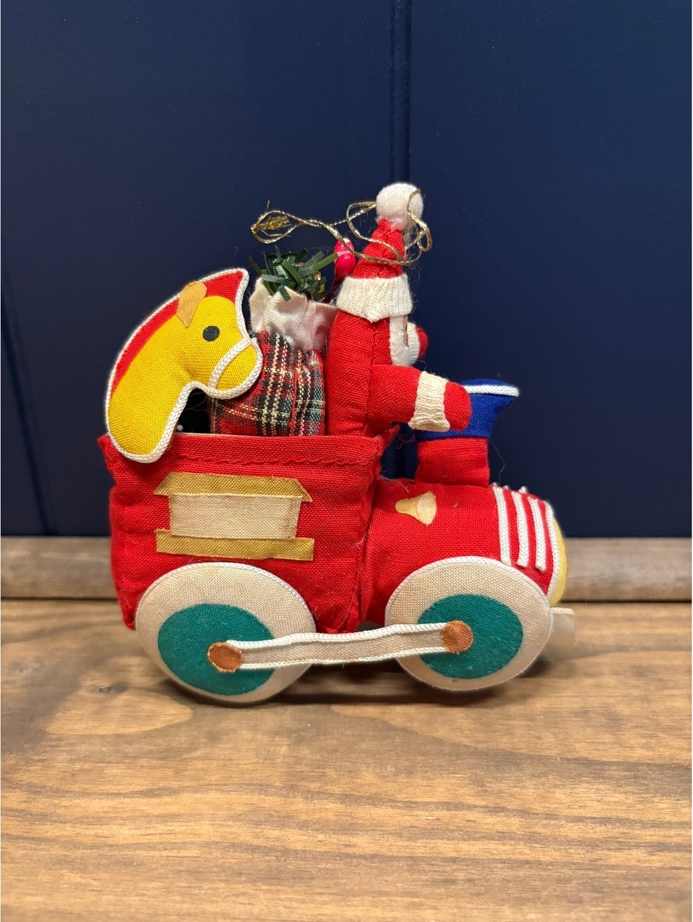 Vintage Santa Train Stuffed Christmas Ornament